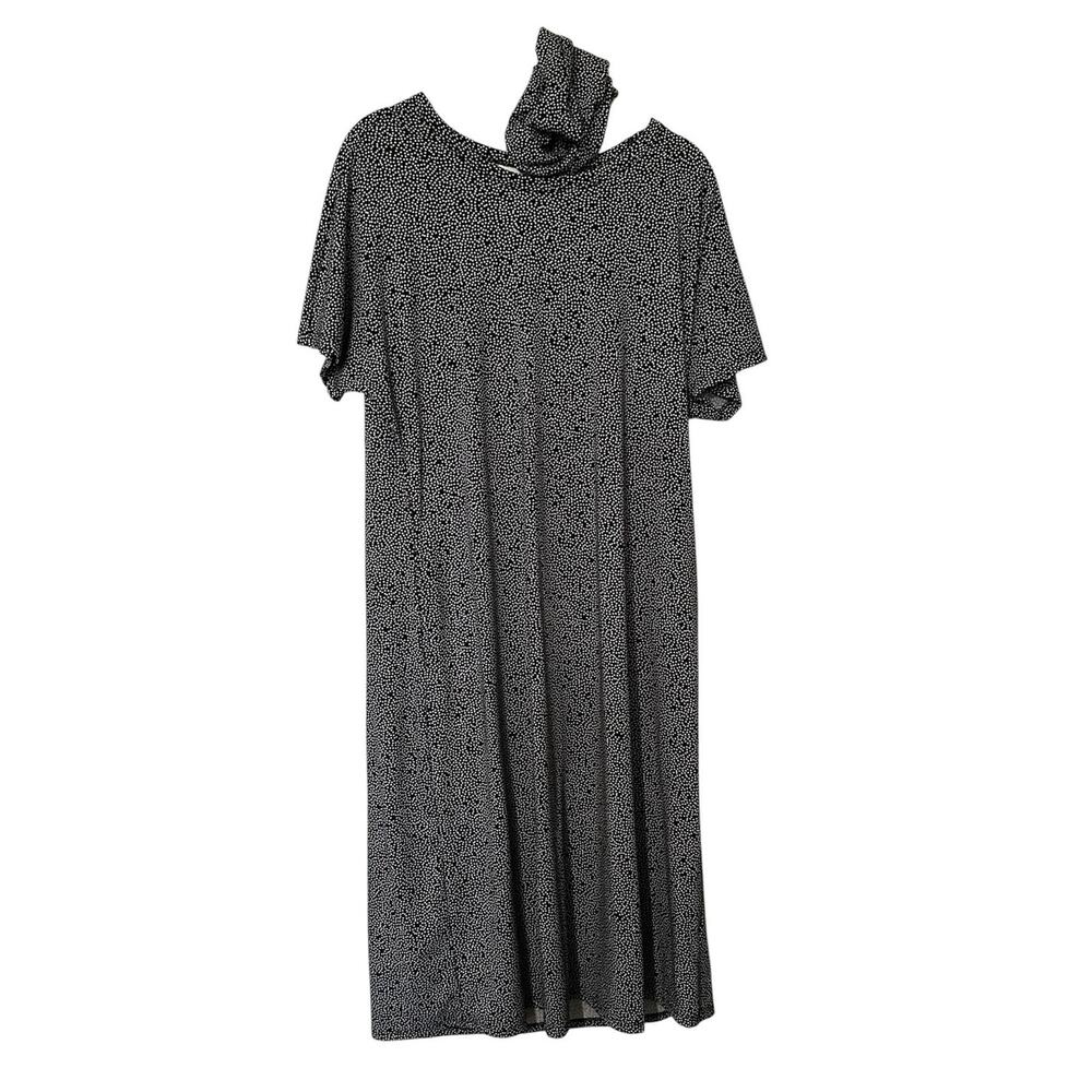 Lularoe Polka Dot Printed Tie Waist T-Shirt Shift Dress Black Women's Size M